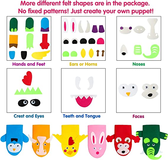 6Pcs Hand Puppet Making Kit for Kids Art Craft
