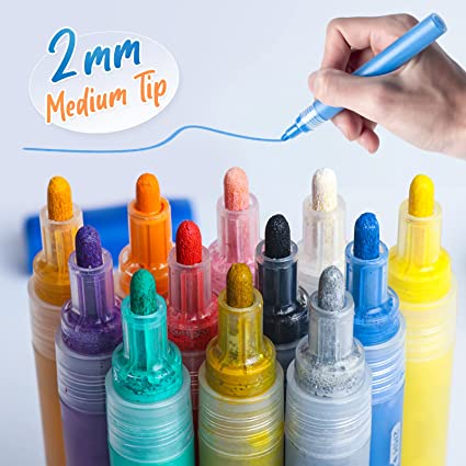 Acrylic Paint Marker Pens Set of 12 Colors