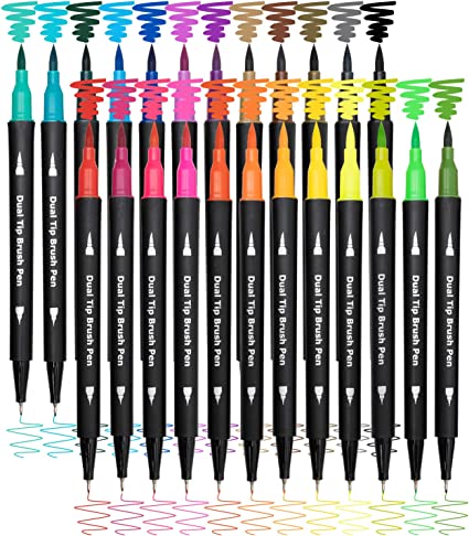 Fine Point and Brush Tip Art Markers for Kids Adult