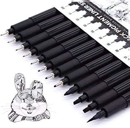 Set of 12 Micro Pens,Art Pens,Fineliner Ink Pens
