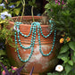 Turquoise Beads Endless Necklace Long Knotted Stone Handmade Jewelry