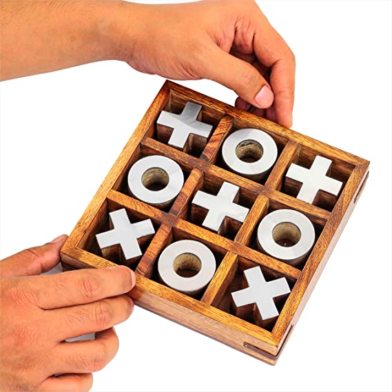 Wooden Handcrafted Tic Tac Toe Board